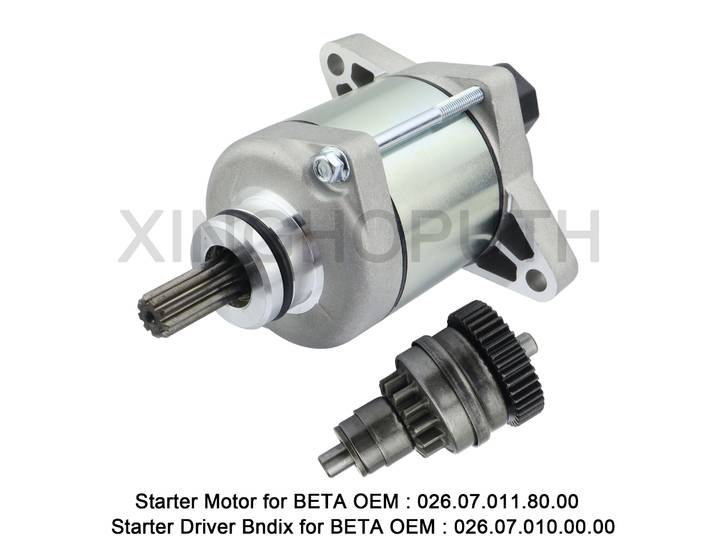 2 pièces démarreur et ensemble Bendix pour BETA 250RR 300RR 300RX 250 300 Xtrainer pour BETA OEM : 026.07.011.80.00 ; 026.07.010.00.00