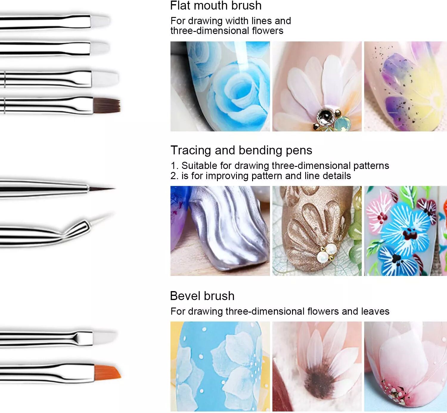 INF Set Nagelpinsel für Nailart 15 Stück
