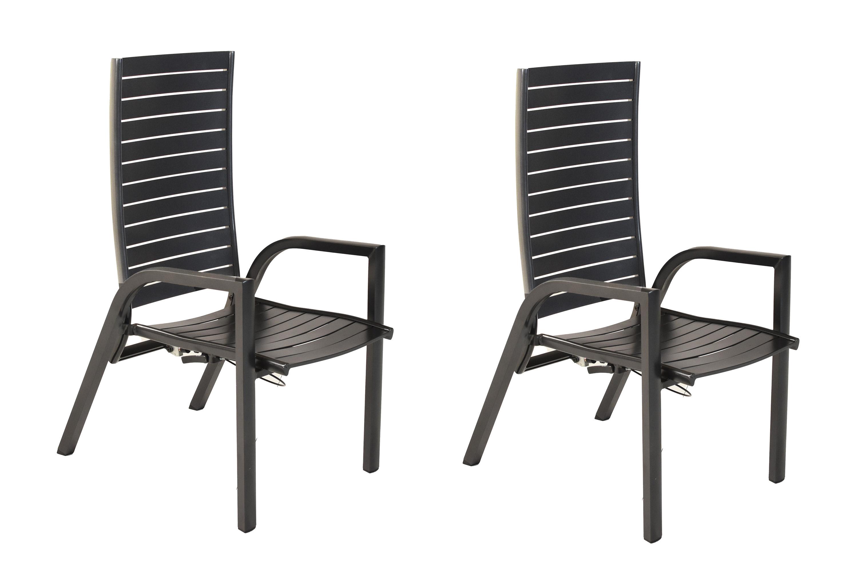 Merxx Gartensessel Siros 2er Set, Rückenlehne durch Gasdruck verstellbar - Aluminium