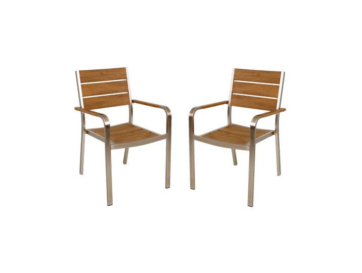 Gartenstuhl-Set Florence Teak/Champagner 2er-Set