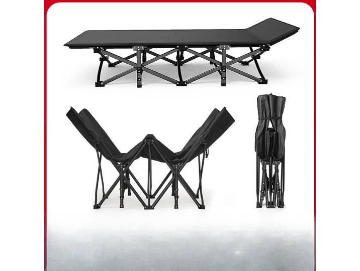 Lit de camping d'extérieur pliant simple, lit d'appoint, lit individuel pour pause déjeuner au bureau, lit de camp extérieur
