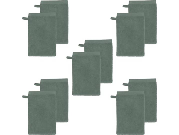 Erwin Müller Waschhandschuh 10er-Pack, Serie Heidenheim 100% Baumwolle Oliv Größe 15x21 cm - schnell trocknend und extra saugstark, kuschelweich, voluminöse Spitzenqualität