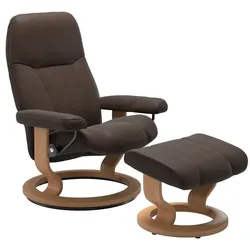Stressless Sessel mit Hocker Consul Classic Leder Braun Batick Brown M (Medium)