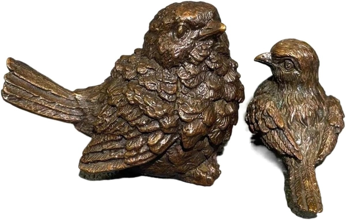 Handgemaakte Messing Vogel Beeldjes - Bronskleurige Miniatuur Figuren voor Desktop Decoratie