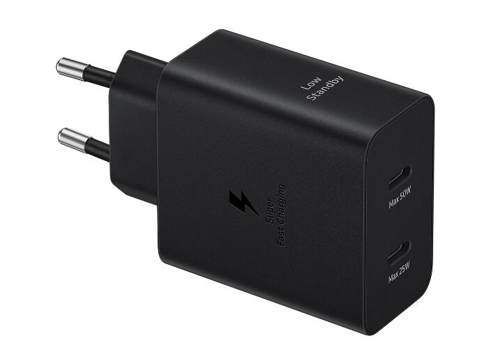 Samsung EP-T5020X 50W USB-C Schnellladeadapter Duo mit Kabel, schwarz EP-T5020XBEGEU