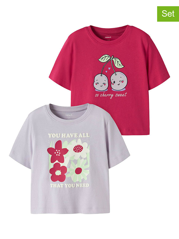 name it 2er-Set: Shirts "Henisa" in Lila/ Pink - 104