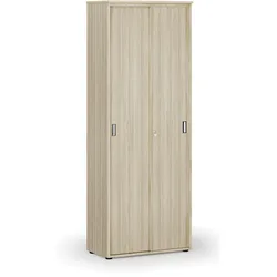 Büroschrank mit Schiebetür PRIMO WOOD, 800 x 420 x 2128 mm, Eiche natur