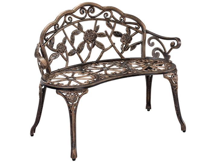 casa.pro Gartenbank Monfalcone, Bronzefarben, Metall, 99x78x54 cm, Gartenmöbel, Gartenbank