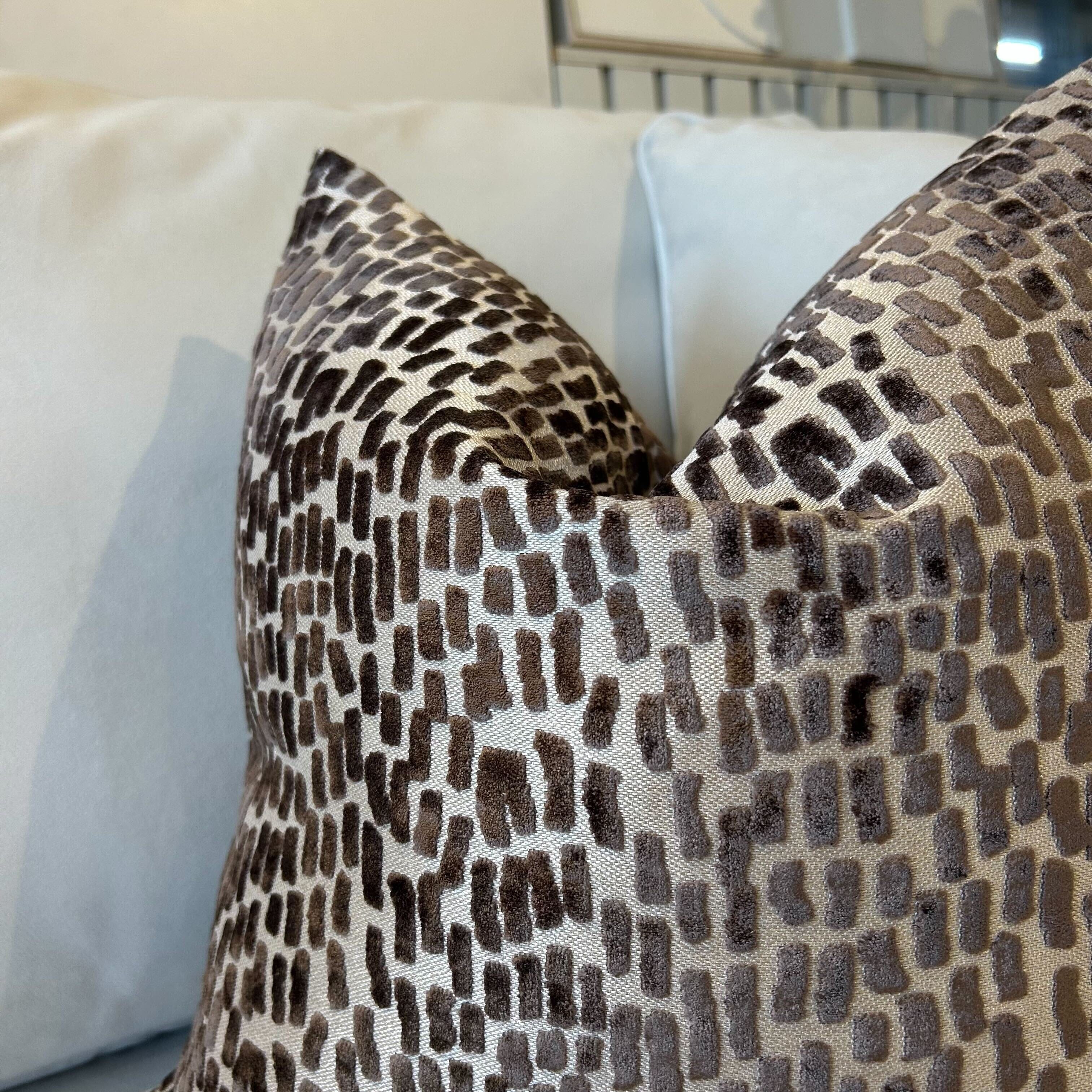 Verona Brown & Cream Metallic Textured Cushion - 43x43cm