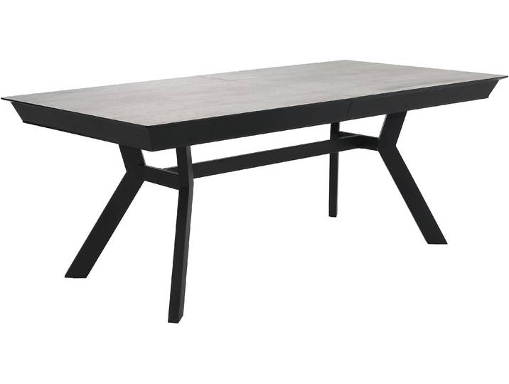 Esstisch JOCKENHÖFER GRUPPE Tyson, 3-fach ausziehbar , schwarz (schwarz, betonoptik), B:200cm H:76cm T:100cm, Tische, Esstisch, Extrabreit (200-320x100cm), Synchronauszug, melaminbeschichtet