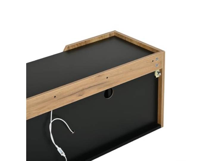 TV-Schrank 180x36.5x40cm Schwarz mit LED Licht MDF/Spanplatte, 180x36,5x40cm, max.75 TV, 60kg, schwebend, Soft-Close, Bluetooth-LED mit App, Kabelmanagement