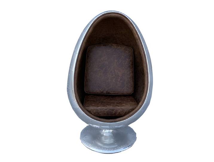 Xlmoebel Sessel Drehbarer Ei Sessel von XLMOEBEL aus Aluminium und braunem Leder (1-St., Drehbarer Ei Sessel), Made in Europa