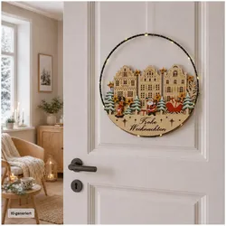 HTI-Living, Weihnachtsbeleuchtung, LED-Hängedekoration mit Weihnachtsmann und Rentier