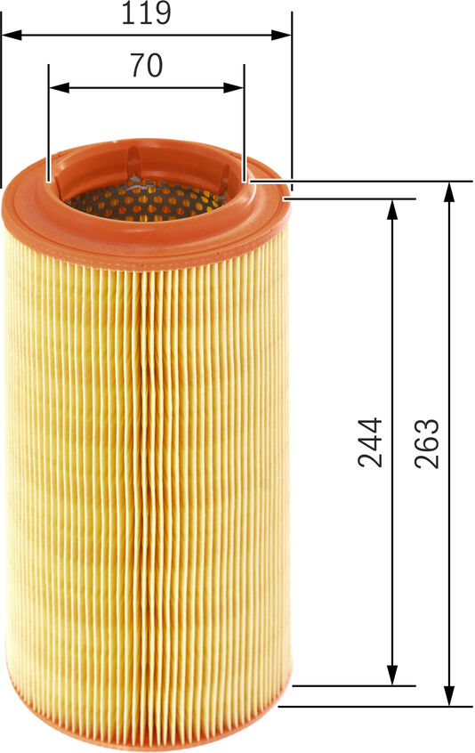 Bosch Luftfilter 1457433538 Filtereinsatz 263mm Für Vw