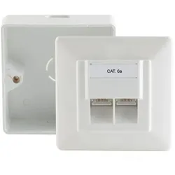 Cat. 6A Anschlussdose, 2-Fach AP/UP reinweiß