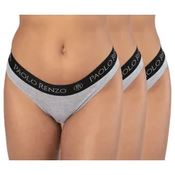 Paolo Renzo® Damen Baumwoll Tanga SPORT LINE 6 Paar - Größe XL - Grau