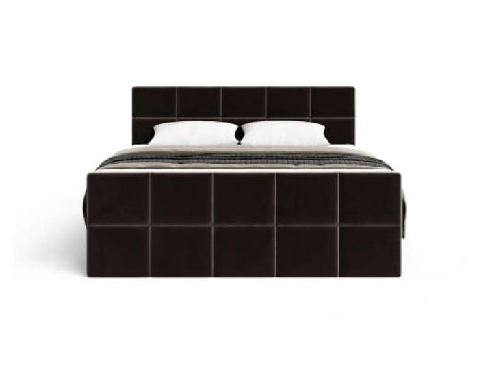 Chilly. Möbel Design Bett Cubo - Komfort Boxspringbett mit Bettkasten, Matratze und Topper - 140x200 cm - Samt Sic Dunkelbraun