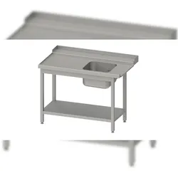 Stalgast Edelstahl Zulauftisch, Korbführung mit Gefälle, mit Grundboden, ein Becken 1100x750x880 mm, Anbauseite links, verschweißt