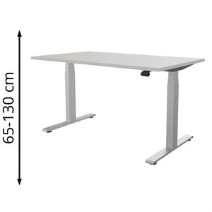 fm-Büromöbel Schreibtisch fouraction lichtgrau / silber, elektrisch höhenverstellbar, 140 x 65-130 x 80 cm