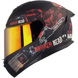 Broken Head Integralhelm Resolution Rot Set + Rot-Verspiegeltes Visier XS (53-54 cm)