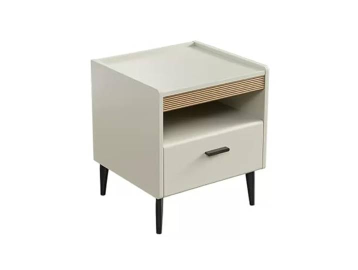 xiuling4568 Das Wohnzimmer, weißer Nachttisch mit 1 Schublade und offenem Stauraum, Nachttisch, Goldener Griff, Goldener Sockel for Schlafzimmer