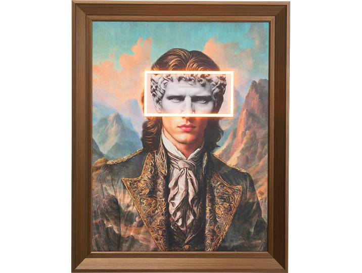 LED-Bild KARE DESIGN Gerahmtes Bild Art Gentleman 80x100cm , braun (farbe bild(er): mehrfarbig), B:80cm H:100cm T:6,5cm, Leinen, MDF, Polyresin, Bilder, LED-Bild