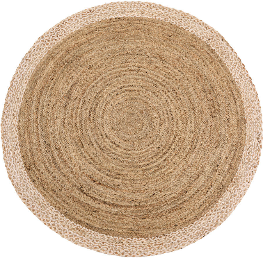 Bloomsbury Market Laholm Jute / Sisal Hand Braided Area Rug White;Natural Round 150cm