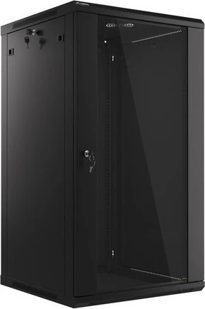 Lanberg Rack Wandschrank 19" 22U/600X600 Glastür schwarz (Speditionsversand)