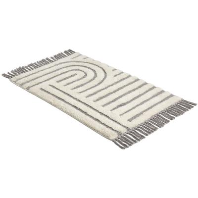Badematte "»Bahamas Grafik«", weiß (creme), H:20mm, Baumwolle, SCHÖNER WOHNEN-KOLLEKTION, Badematten, Badematte, waschbar, Baumwolle, Badvorleger mit Fransen, Badteppich