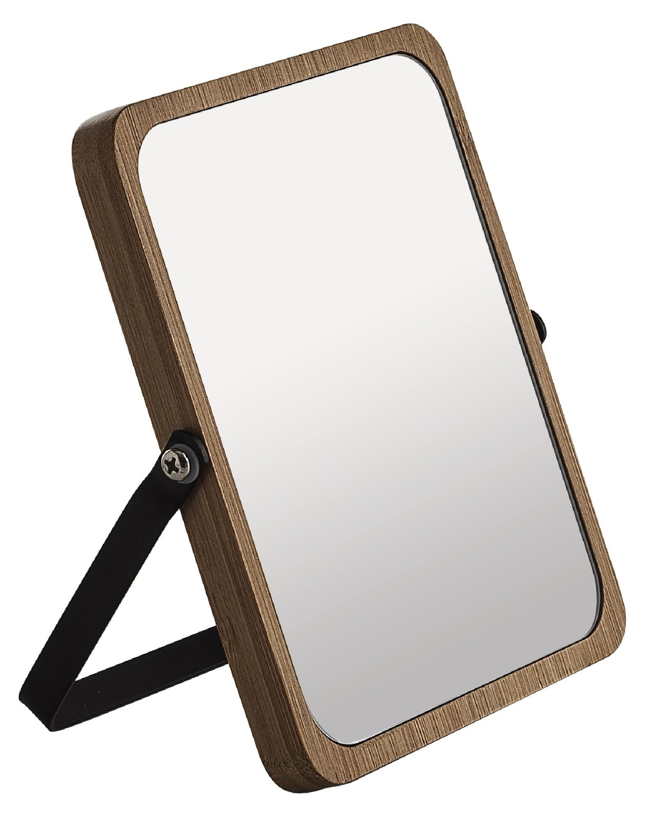 Gedy MIDORI dubbelzijdige make-up spiegel voor op tafel, zwart/bamboe, 16,2 x 18,5 cm