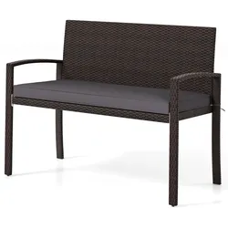 Helloshop26 - Gartensofa 56 x 110 x 84 cm ideal für 2 Personen mit weichen Kissen modernes Design aus braunem PE-Rattan-Mix 20_0011007
