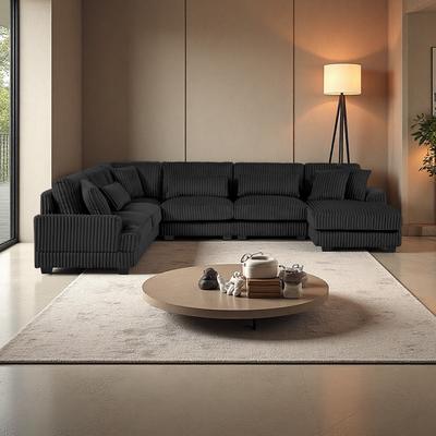 Corduroy Oversized U-Shape Sectional Sofa with Chaise Lounge