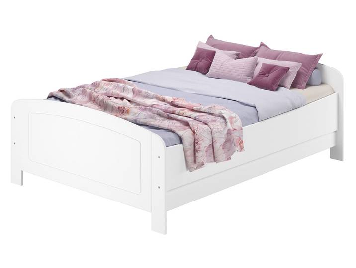 Doppelbett Holzbett 160 x 200 cm Weiß verstellbare Einlegetiefe
