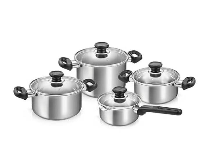 Tescoma Brava 730808 Topfset aus Edelstahl, 8-teilig mit Deckeln