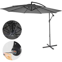 Ampelschirm Terni, Sonnenschirm Sonnenschutz, Ø 3m neigbar, Polyester/Stahl 11kg ~ grau ohne Ständer