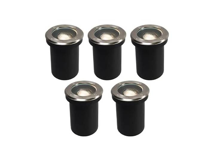 Qazqa delux - Spot encastrable de sol - 5 pièces - Ø 130 mm - Acier - Moderne - éclairage extérieur