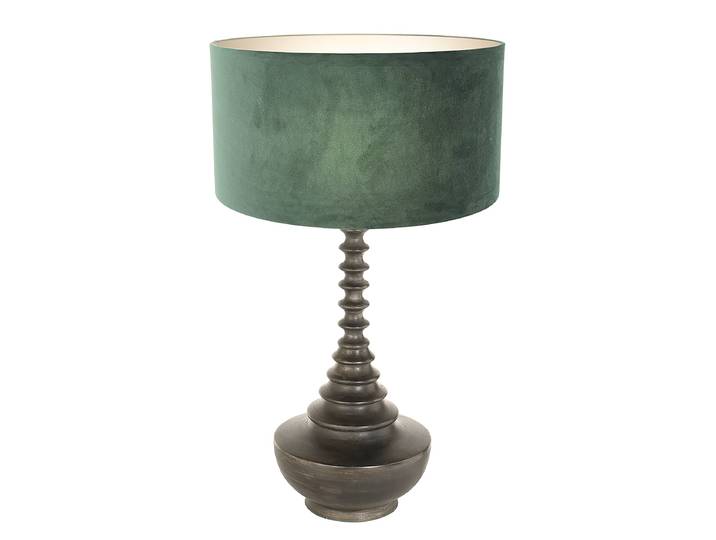 Lampe de table Bois modèle D Ø 40cm Marron/Vert Velours E27