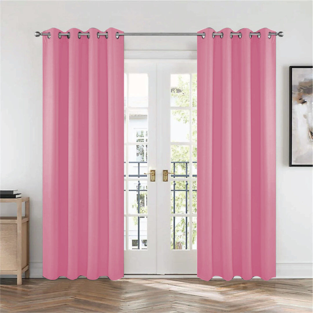 Ebern Designs Frasco Eyelet Blackout Thermal Curtain Pair – Light Blocking & Energy Efficient Pink 228.6cm Width x 228.6cm Drop