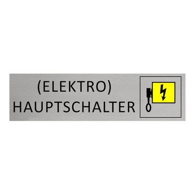CombiCraft Aluminium Türschild Hauptschalter (elektro) 165x45mm mit 3M-Tape zur Befestigung, einfache Kennzeichnung von Räumen und Bereichen