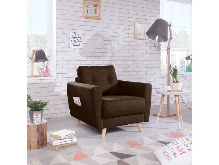 Sessel Braun/Dunkelbraun Webstoff Luba 80 x 90 x 87cm