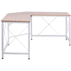 MODFU Eckschreibtisch L Form 150x150x76 cm Natur, MDF melaminbeschichtet, Stahlgestell pulverbeschichtet, große Arbeitsfläche, verstellbare Füße