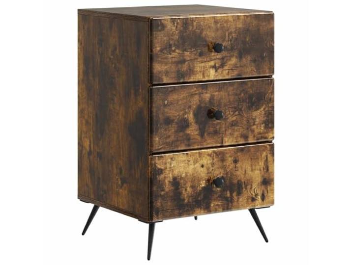 KDVXBCQJH Nachttisch Geräucherte Eiche 43x41x66.5 cm mit 3 Schubladen Kompakter Beistelltisch fürs Schlafzimmer mit 3 geräumigen Fächern zur geordneten Aufbewahrung von Buch und Utensilien.