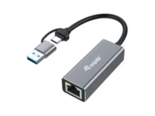 Equip USB-C auf 2,5 Gigabit Ethernet Netzwerk (USB-C+A) Adapter, Kabelgebunden, USB Type-A/USB