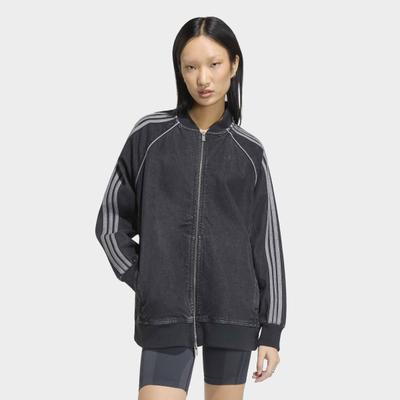 Outdoorjacke ADIDAS ORIGINALS "SST OVERSIZE DENIM ORIGINALS", Damen, Gr. L, schwarz (true schwarz denim), Obermaterial: 100% Baumwolle, Jacken Outdoorjacke, für Erwachsene, mit Reißverschluss, aus Baumwolle