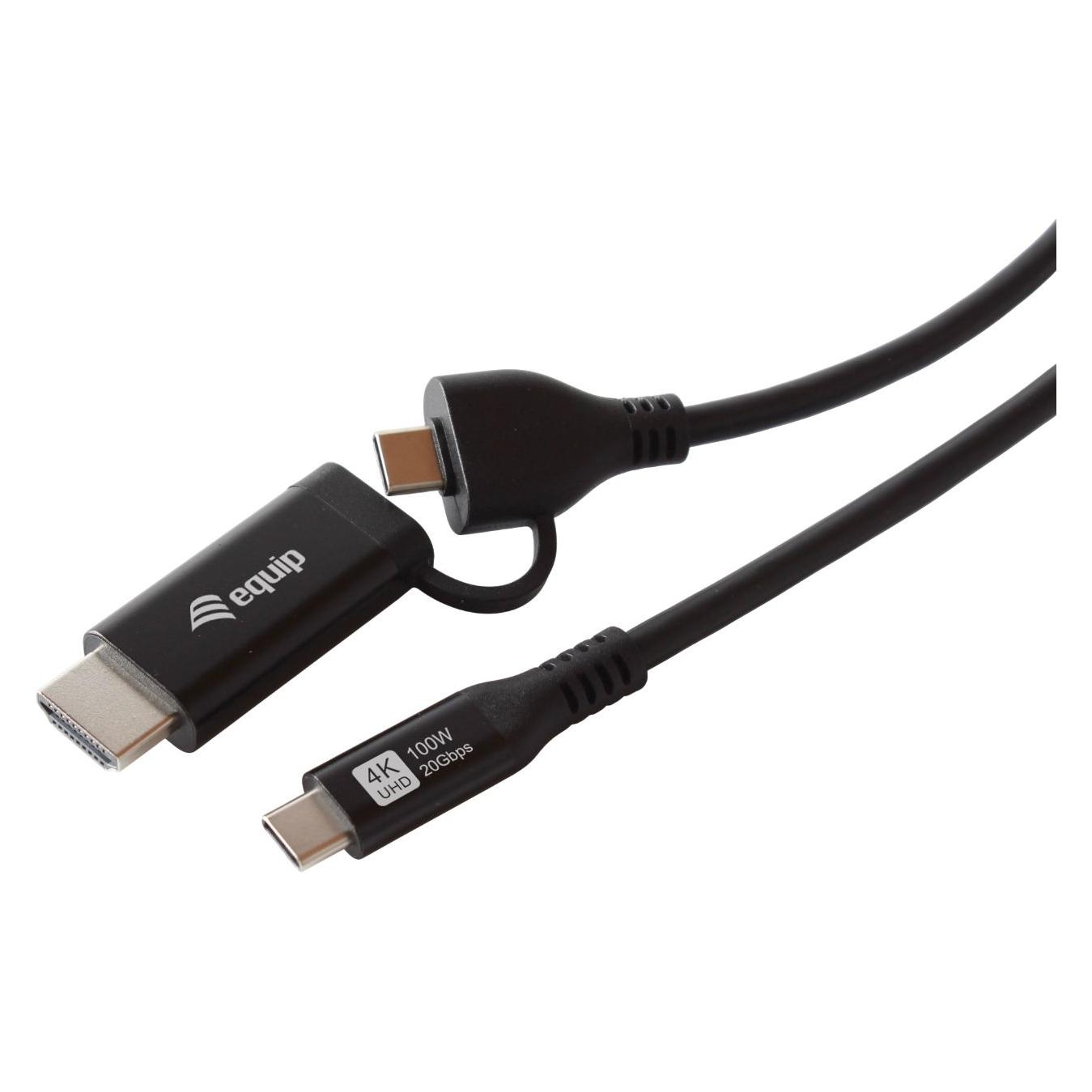 equip Adapter USB-C->USB-C+HDMI 4K/ 60Hz 3.00m Alu. (HDMI) (128437)