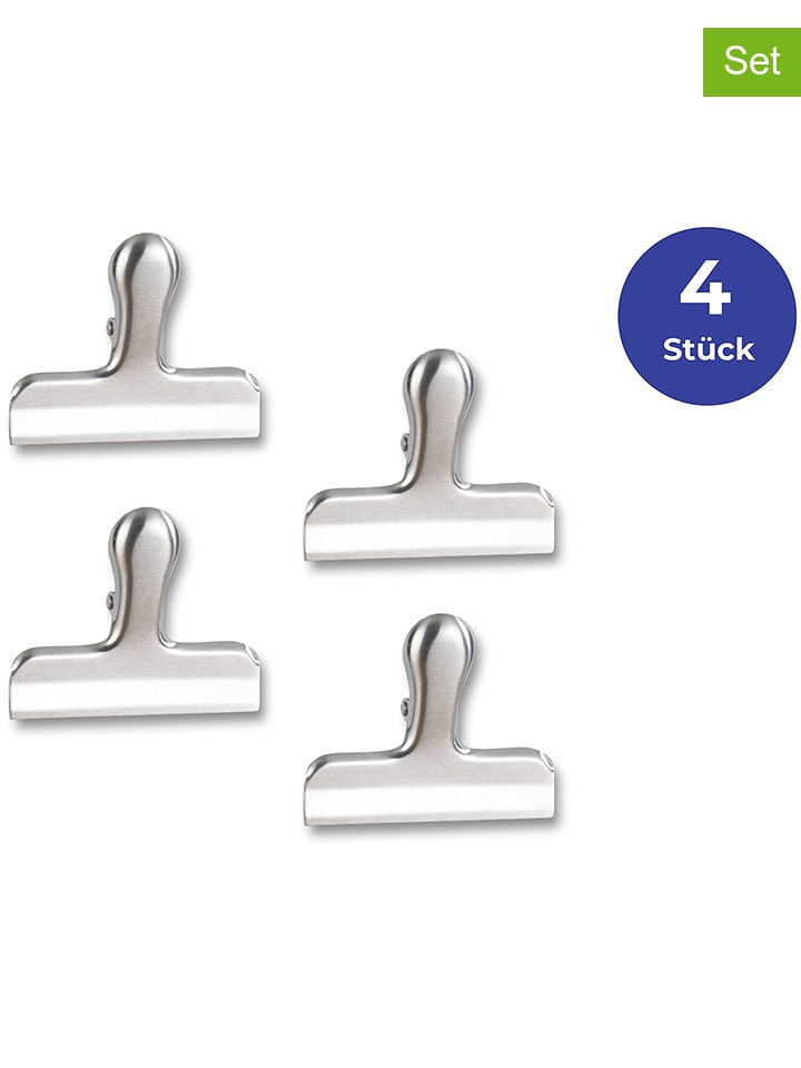 Wenko 4er-Set: Verschlussklammern in Silber - (B)6,3 x (H)7,6 cm - onesize