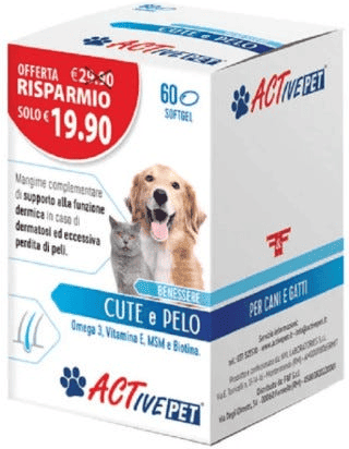 Active Pet Cute e Pelo Integratore Per Cani e Gatti 60 Softgel