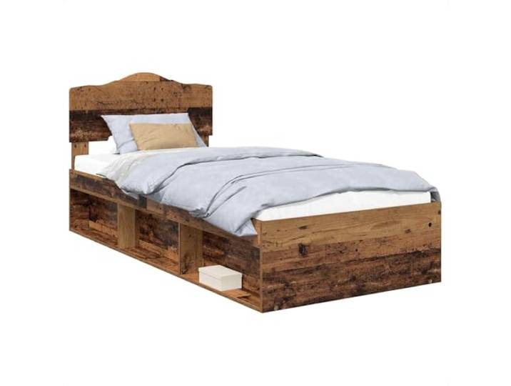 HMDNGOUT Massives Kiefernholz Bettgestell 90x200 cm, modernes Bettgestell mit Kopfteil aus massivem Kiefernholz, Stabiler Bettrahmen aus Holzwerkstoffen und für erholsamen Schlaf
