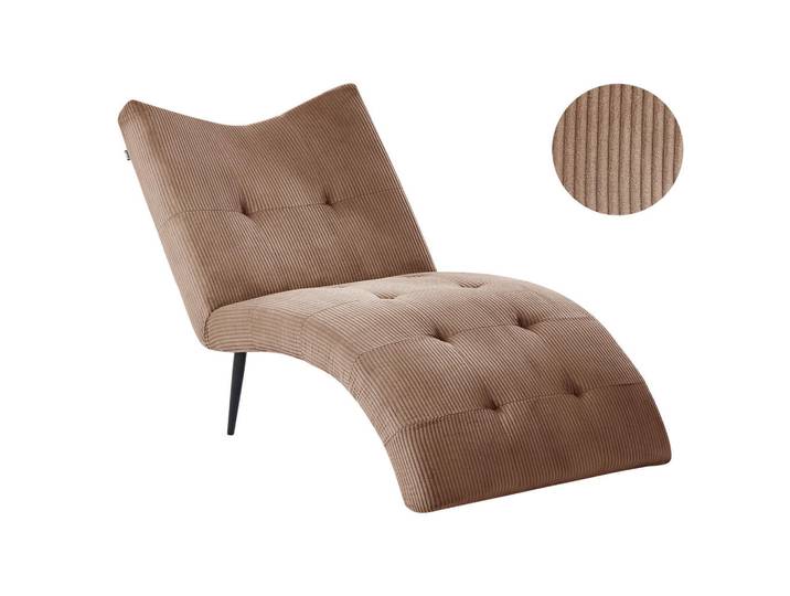 Beliani Chaiselongue Cord Sandbeige Quilly, Sandfarben, Beige, Schwarz, 83x97x153 cm, Wohnzimmer, Sofas & Couches, Sofas, Recamieren