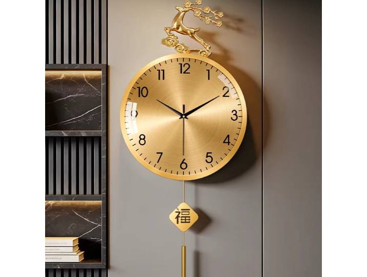 Horloge murale moderne en laiton, décoration de pièce, décoration intérieure, horloge murale élégante haut de gamme, salon, reloj de pared, meubles